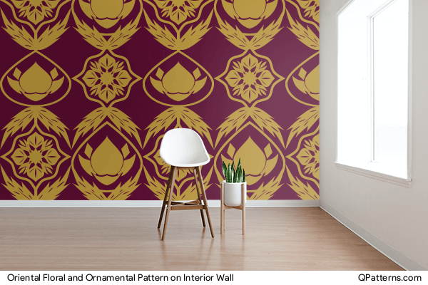 Oriental Floral and Ornamental Pattern on interior-wall