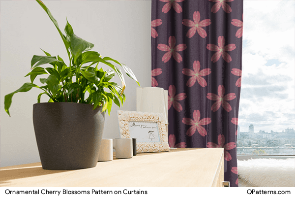 Ornamental Cherry Blossoms Pattern on curtains