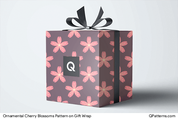 Ornamental Cherry Blossoms Pattern on gift-wrap