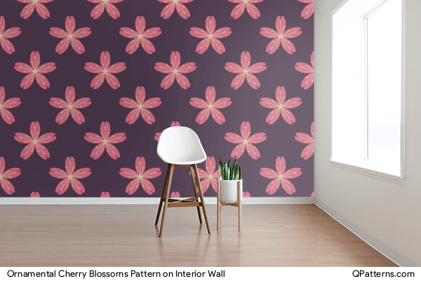 Ornamental Cherry Blossoms Pattern on interior-wall