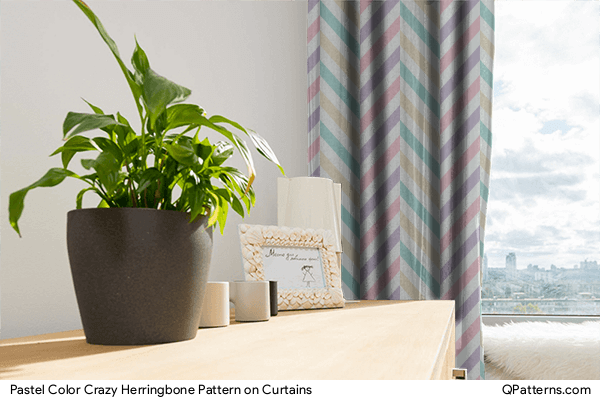 Pastel Color Crazy Herringbone Pattern on curtains