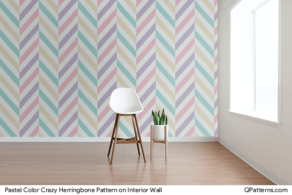Pastel Color Crazy Herringbone Pattern on interior-wall