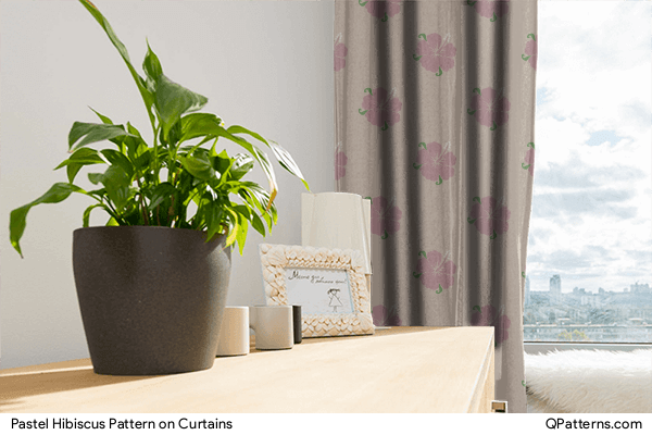 Pastel Hibiscus Pattern on curtains