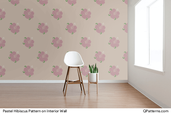 Pastel Hibiscus Pattern on interior-wall