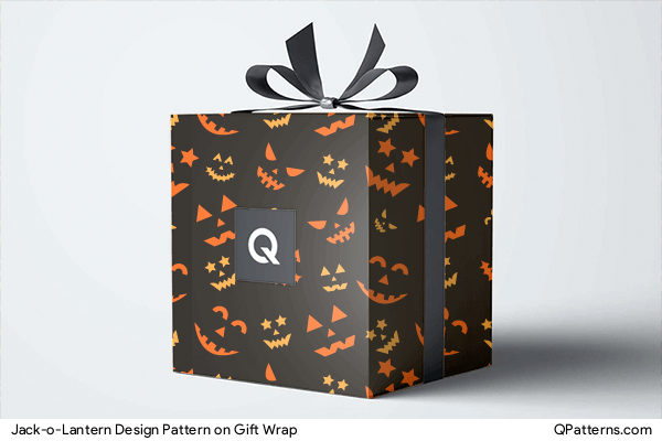 Jack-o-Lantern Design Pattern on gift-wrap