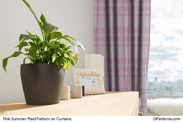 Pink Summer Plaid Pattern on curtains