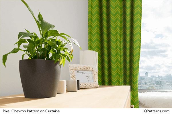 Pixel Chevron Pattern on curtains