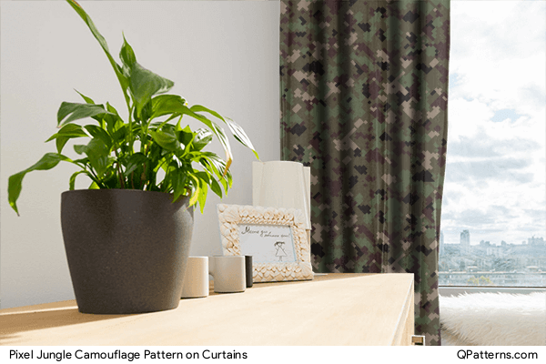 Pixel Jungle Camouflage Pattern on curtains