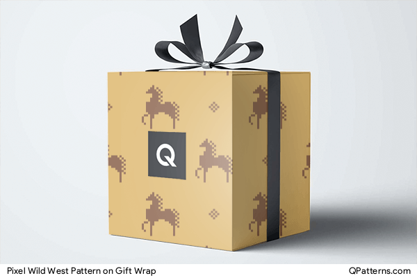 Pixel Wild West Pattern on gift-wrap