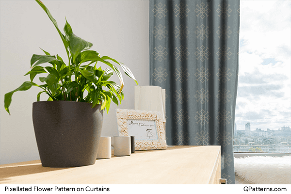 Pixellated Flower Pattern on curtains
