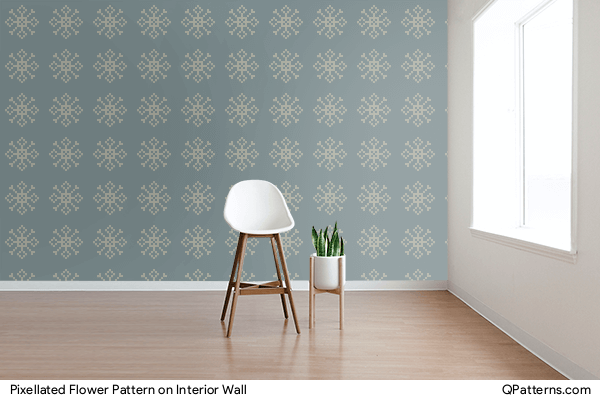 Pixellated Flower Pattern on interior-wall