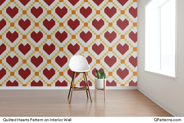 Quilted Hearts Pattern on interior-wall
