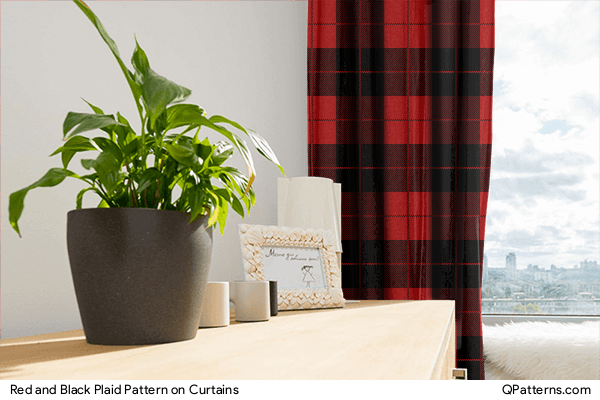 Red and Black Plaid Pattern on curtains