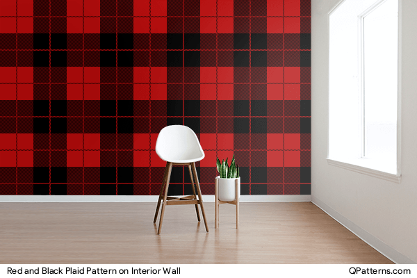 Red and Black Plaid Pattern on interior-wall