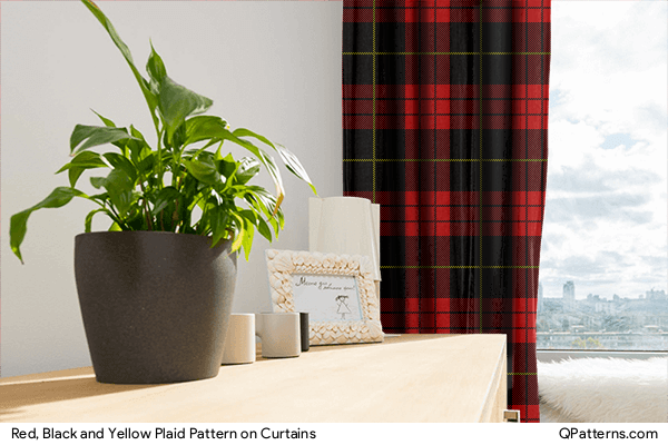 Red, Black and Yellow Plaid Pattern on curtains