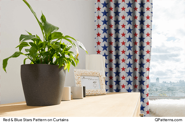 Red & Blue Stars Pattern on curtains