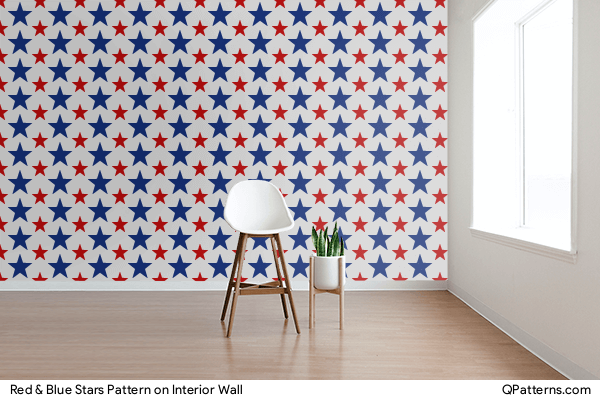 Red & Blue Stars Pattern on interior-wall