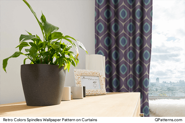 Retro Colors Spindles Wallpaper Pattern on curtains