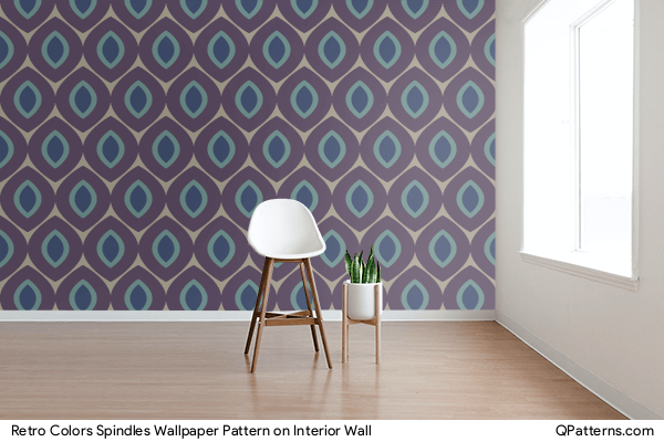 Retro Colors Spindles Wallpaper Pattern on interior-wall