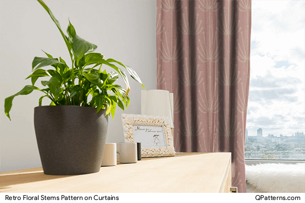 Retro Floral Stems Pattern on curtains