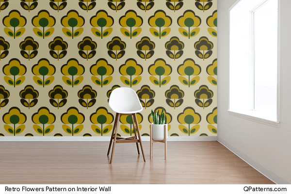 Retro Flowers Pattern on interior-wall