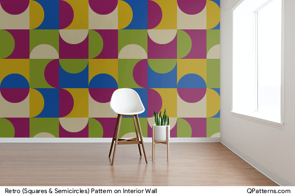 Retro (Squares & Semicircles) Pattern on interior-wall