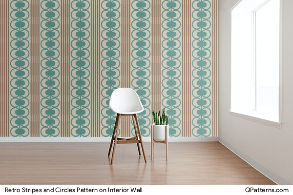 Retro Stripes and Circles Pattern on interior-wall