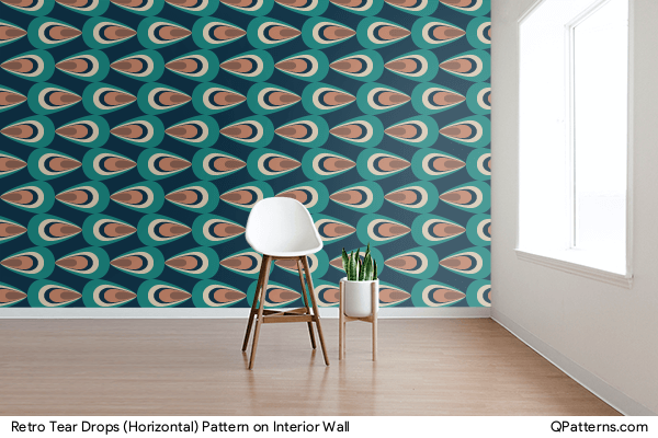 Retro Tear Drops (Horizontal) Pattern on interior-wall