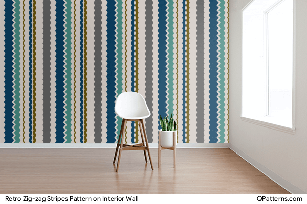 Retro Zig-zag Stripes Pattern on interior-wall