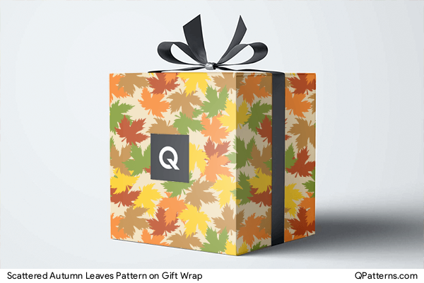 Scattered Autumn Leaves Pattern on gift-wrap