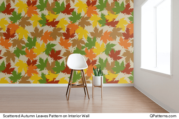 Scattered Autumn Leaves Pattern on interior-wall