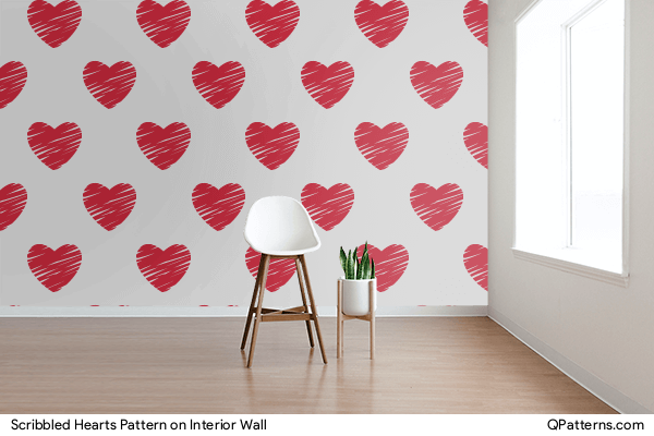Scribbled Hearts Pattern on interior-wall