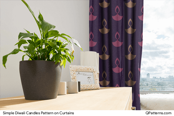 Simple Diwali Candles Pattern on curtains
