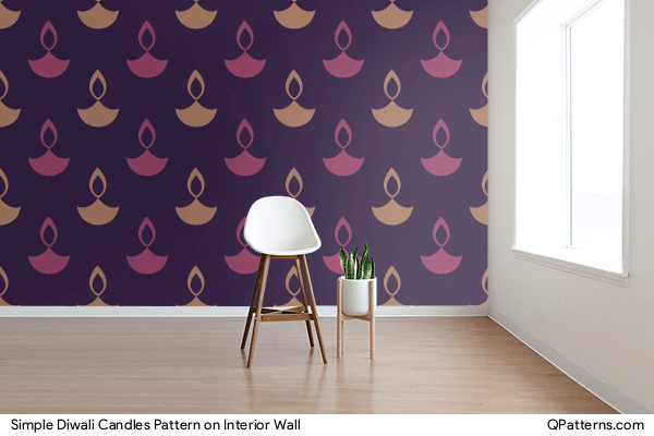 Simple Diwali Candles Pattern on interior-wall