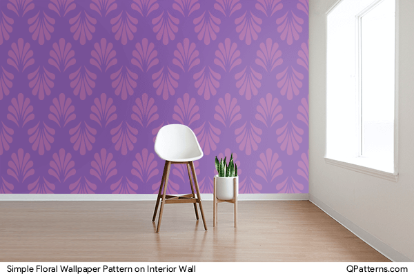 Simple Floral Wallpaper Pattern on interior-wall
