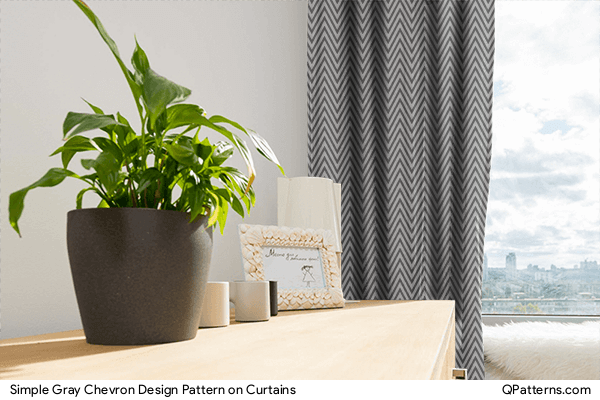 Simple Gray Chevron Design Pattern on curtains