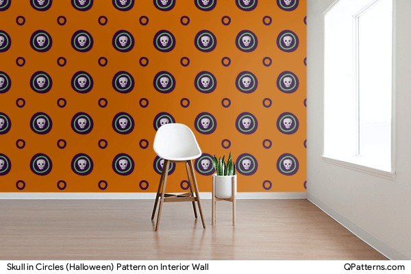 Skull in Circles (Halloween) Pattern on interior-wall