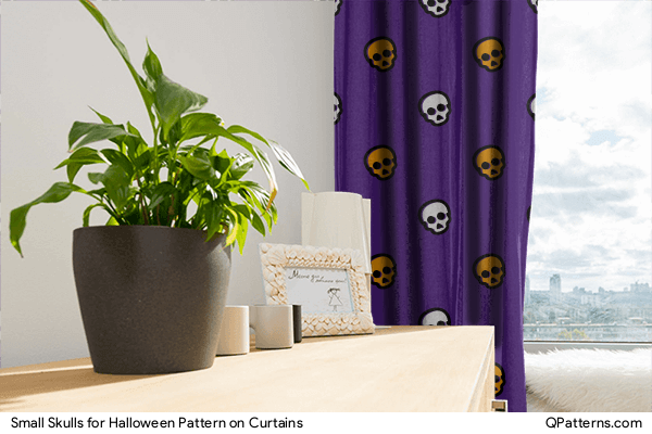 Small Skulls for Halloween Pattern on curtains
