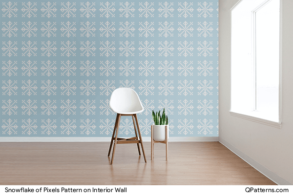 Snowflake of Pixels Pattern on interior-wall