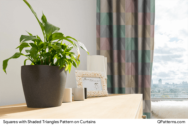 Squares with Shaded Triangles Pattern on curtains