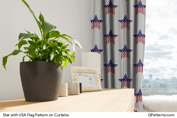 Star with USA Flag Pattern on curtains