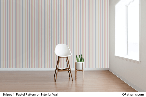 Stripes in Pastel Pattern on interior-wall
