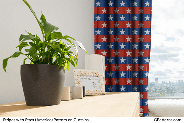 Stripes with Stars (America) Pattern on curtains