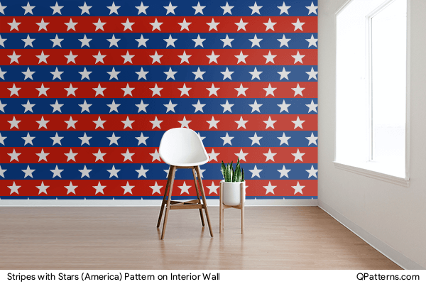 Stripes with Stars (America) Pattern on interior-wall