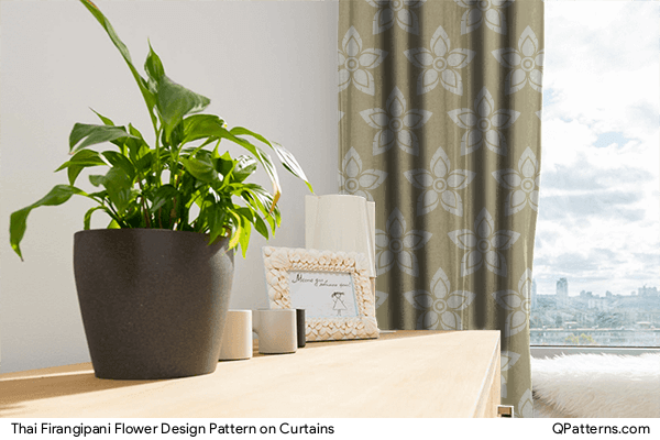 Thai Firangipani Flower Design Pattern on curtains