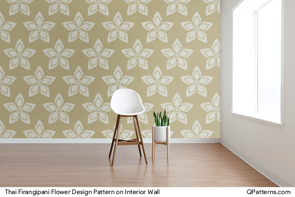 Thai Firangipani Flower Design Pattern on interior-wall