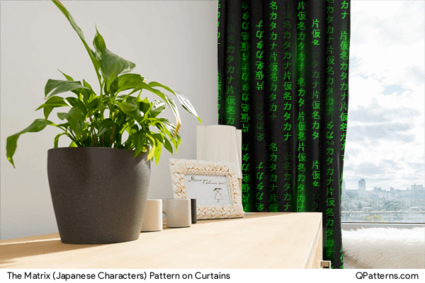 The Matrix (Japanese Characters) Pattern on curtains
