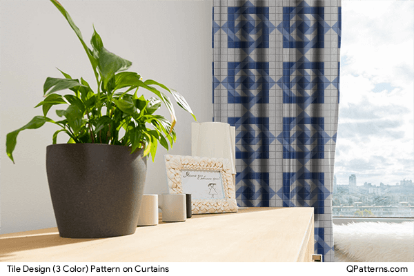 Tile Design (3 Color) Pattern on curtains