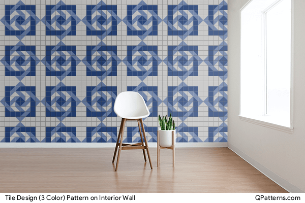 Tile Design (3 Color) Pattern on interior-wall