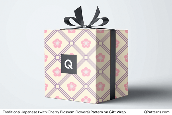 Traditional Japanese (with Cherry Blossom Flowers) Pattern on gift-wrap